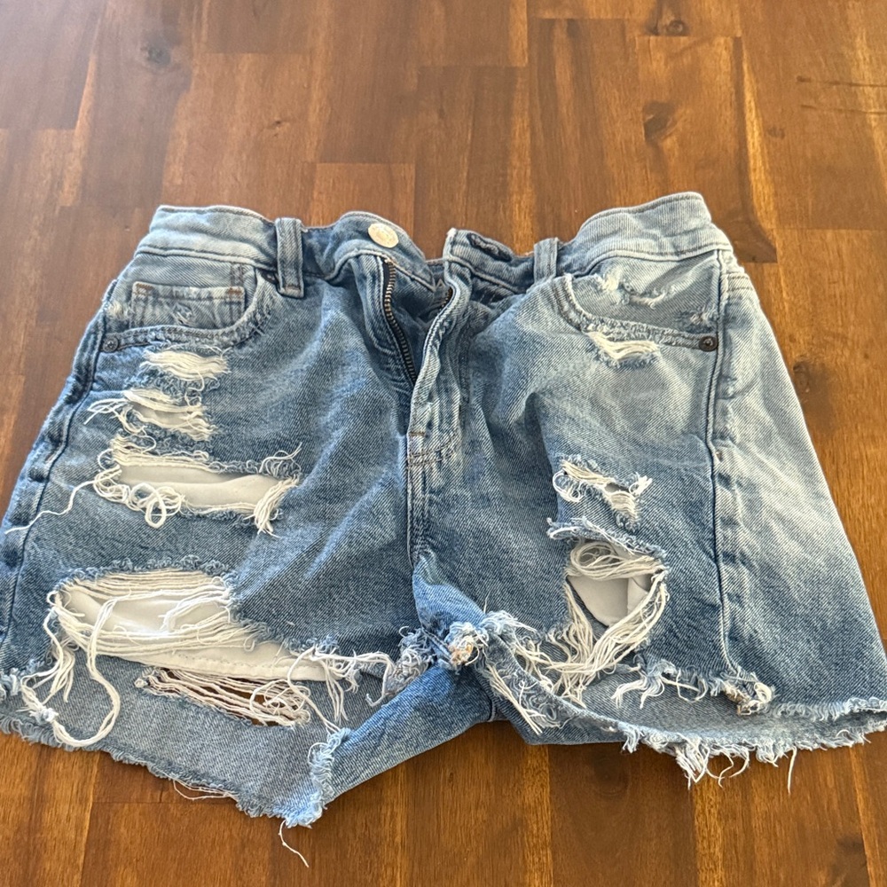 American Eagle Outfitters Ripped Light Blue Jean Shorts